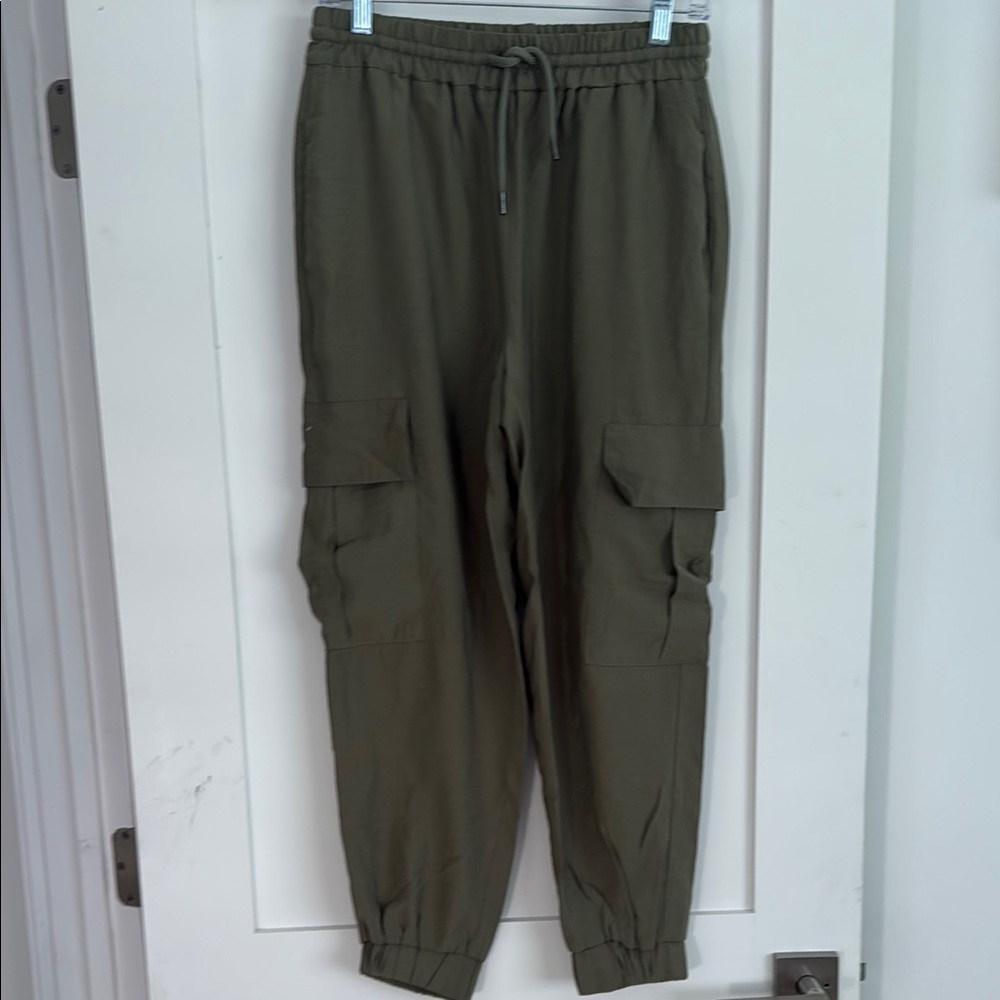 Zara Green Track Joggers with Relaxed Fit